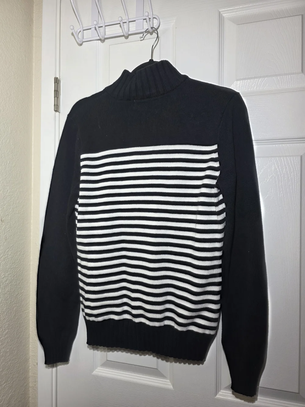 Karen Scott Women’s 100% Cotton Striped Quarter Zip Pullover Sweater Size S